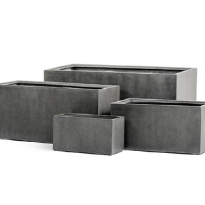 фото Кашпо TREEZ Effectory Beton Низкий прямоугольник Тёмно-серый бетон д-60, ш-30, в-30 см